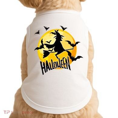 Halloween Spooky Moon Flying Witch Doggie Tank