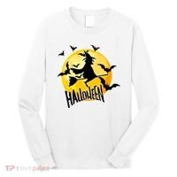 Halloween Spooky Moon Flying Witch Long Sleeve Shirt thumb 0