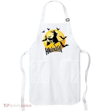Halloween Spooky Moon Flying Witch Apron
