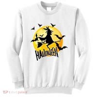 Halloween Spooky Moon Flying Witch Sweatshirt thumb 0