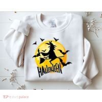 Halloween Spooky Moon Flying Witch Sweatshirt thumb 2