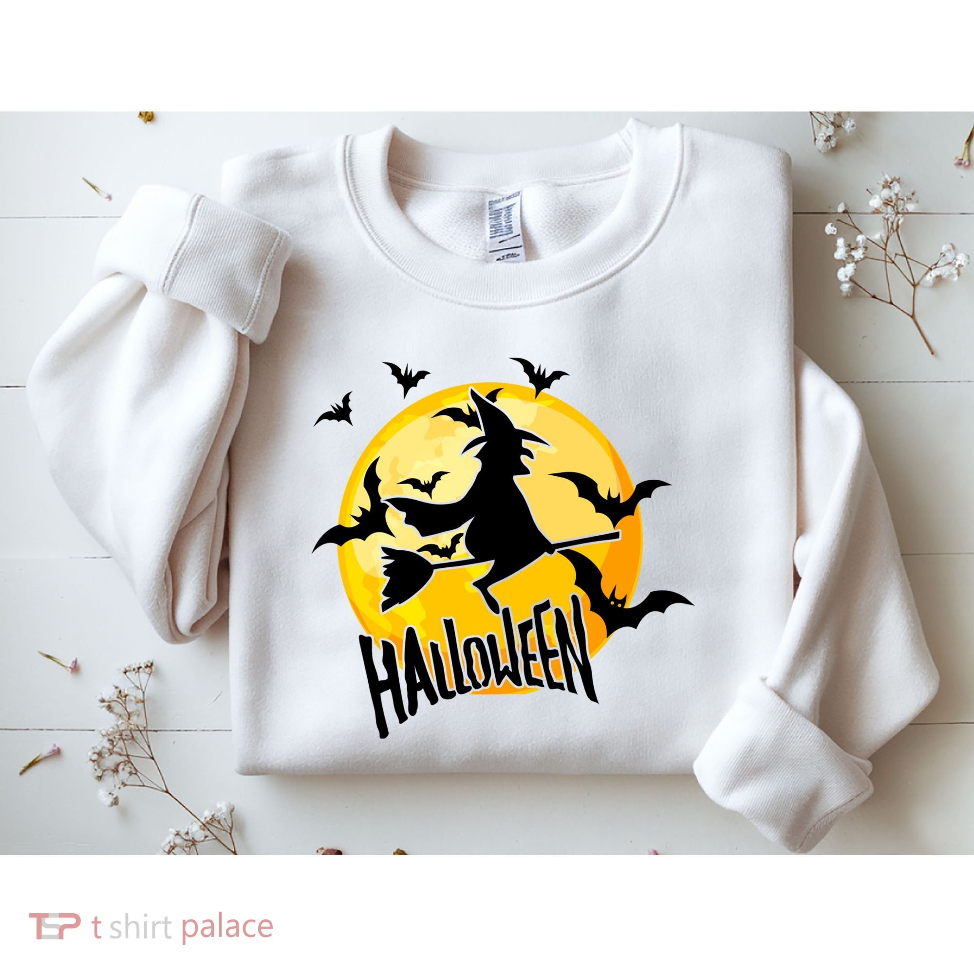 Halloween Spooky Moon Flying Witch Sweatshirt
