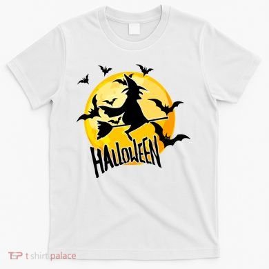Halloween Spooky Moon Flying Witch T-Shirt