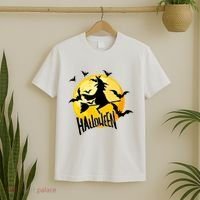 Halloween Spooky Moon Flying Witch T-Shirt thumb 2