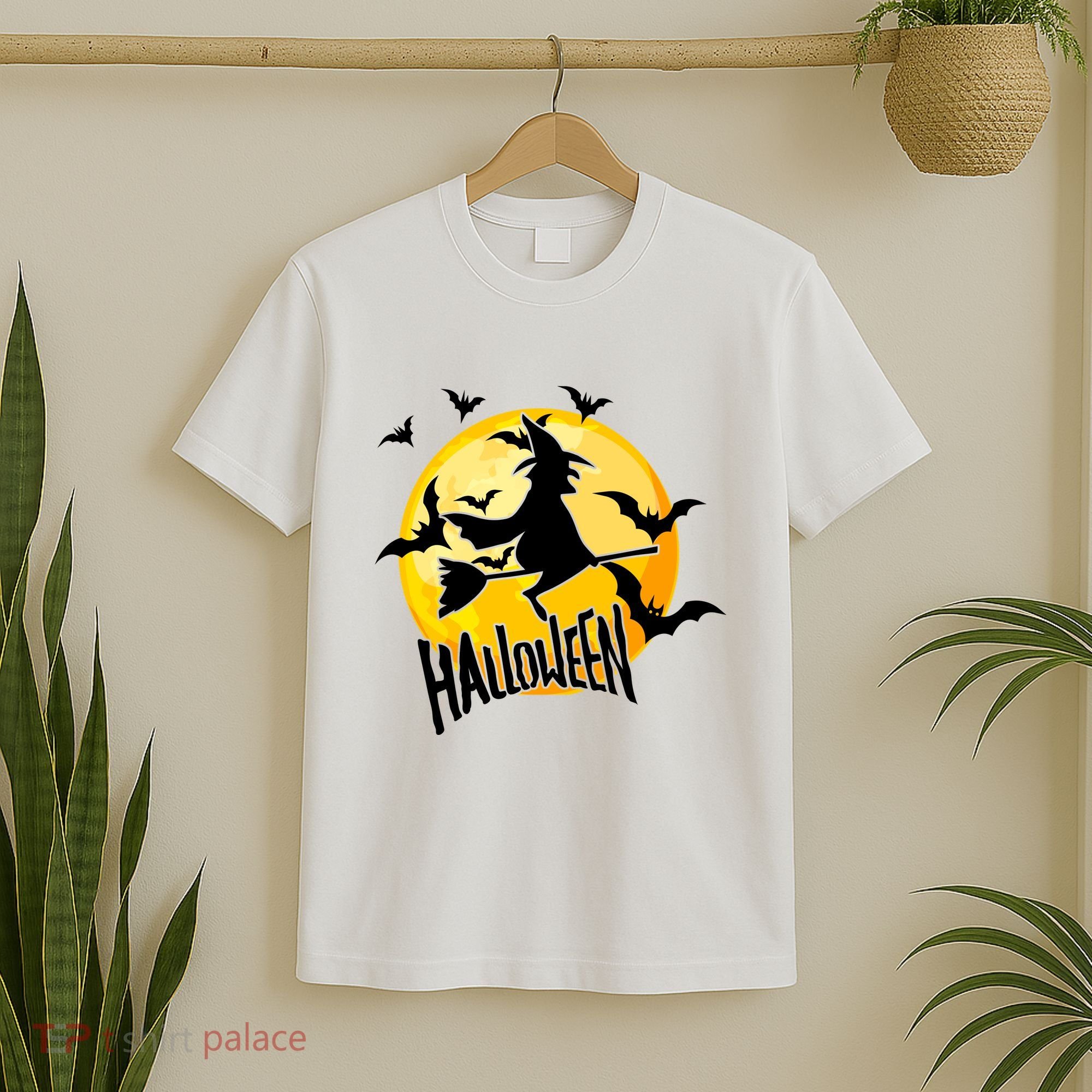 Halloween Spooky Moon Flying Witch T-Shirt