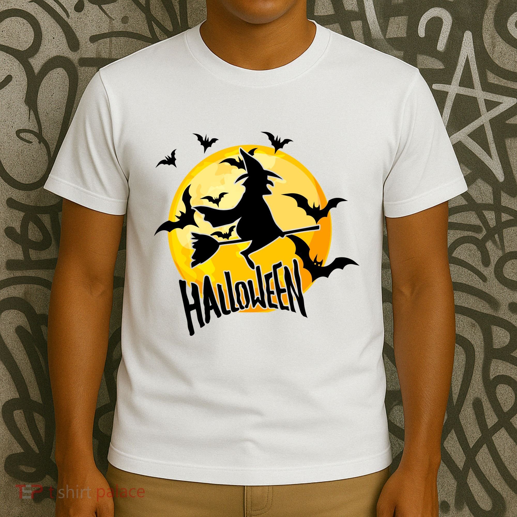 Halloween Spooky Moon Flying Witch T-Shirt