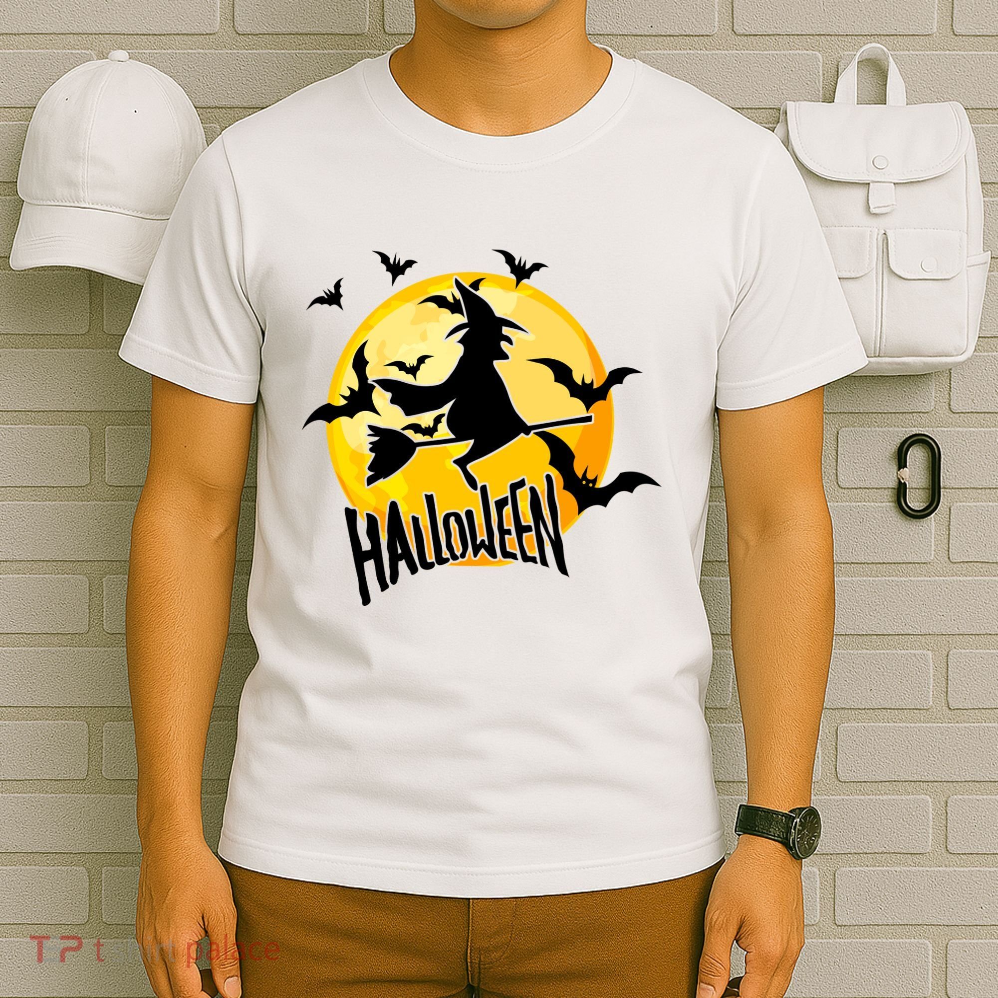 Halloween Spooky Moon Flying Witch T-Shirt