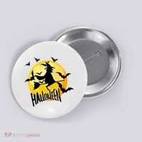 Halloween Spooky Moon Flying Witch Button thumb 0