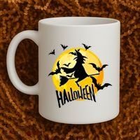 Halloween Spooky Moon Flying Witch Coffee Mug thumb 2