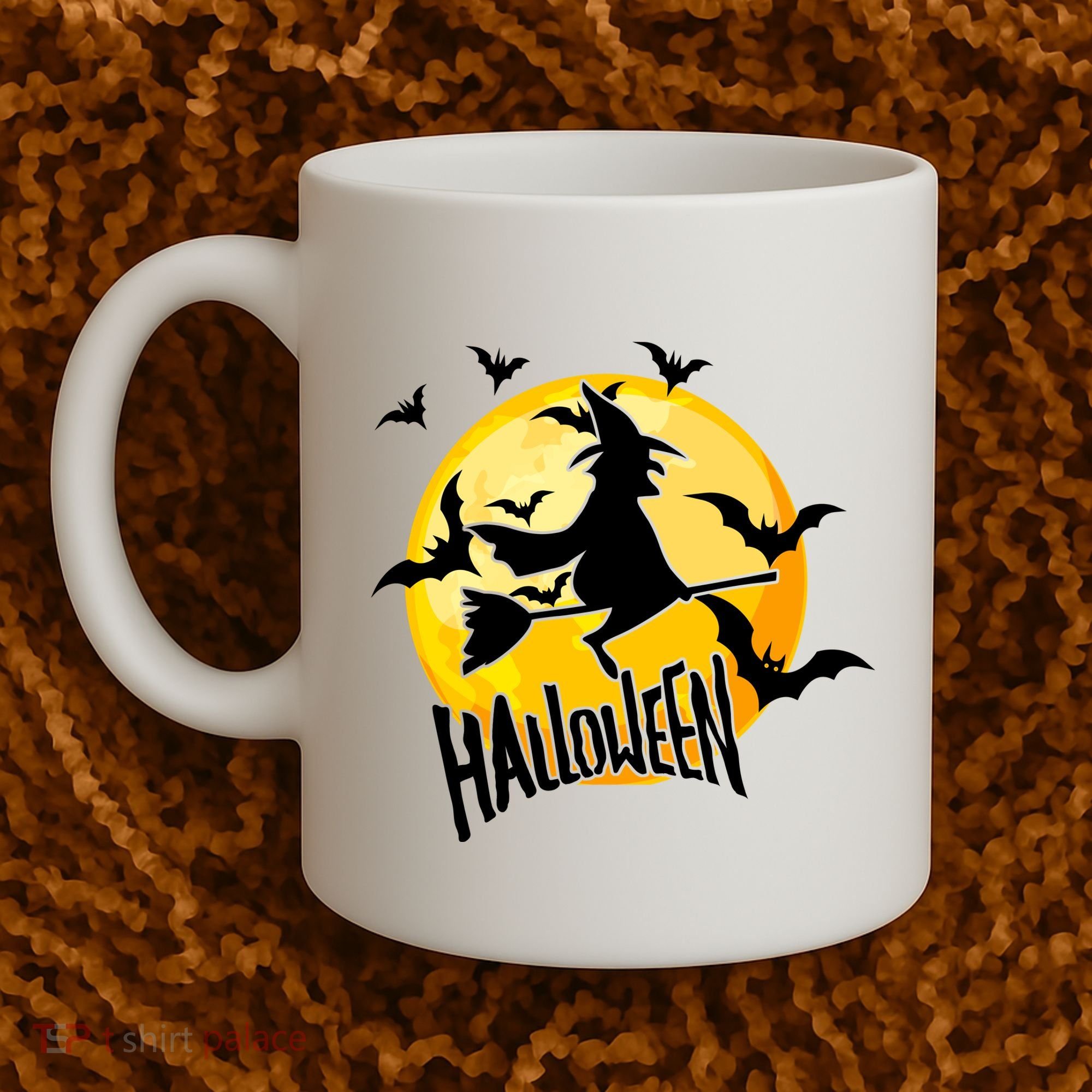 Halloween Spooky Moon Flying Witch Coffee Mug