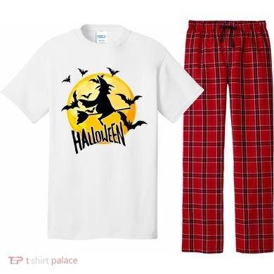 Halloween Spooky Moon Flying Witch Pajama Set