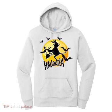 Halloween Spooky Moon Flying Witch Women's Hoodie