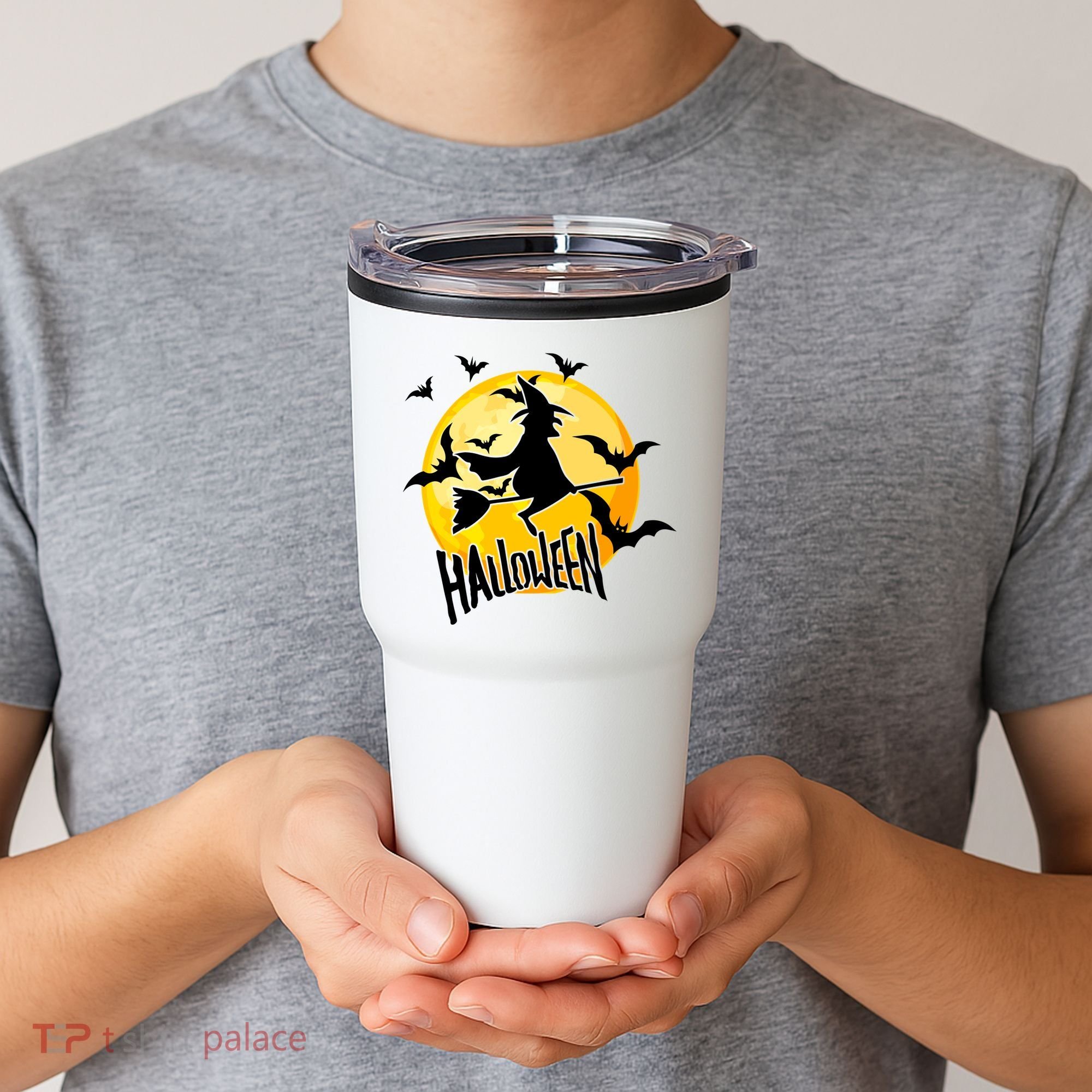 Halloween Spooky Moon Flying Witch Tumbler