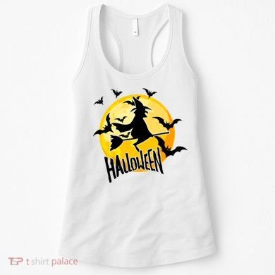 Halloween Spooky Moon Flying Witch Women's Tank Top