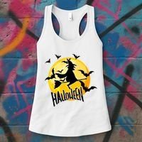 Halloween Spooky Moon Flying Witch Women's Tank Top thumb 3