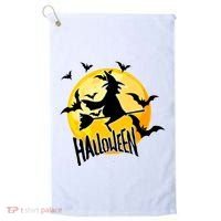 Halloween Spooky Moon Flying Witch Golf Towel thumb 0