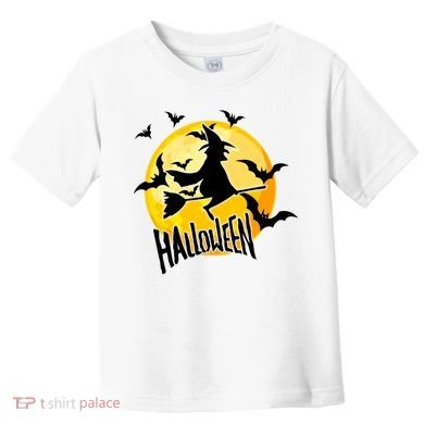 Halloween Spooky Moon Flying Witch Toddler T-Shirt