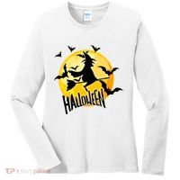 Halloween Spooky Moon Flying Witch Women's Long Sleeve Shirt thumb 0