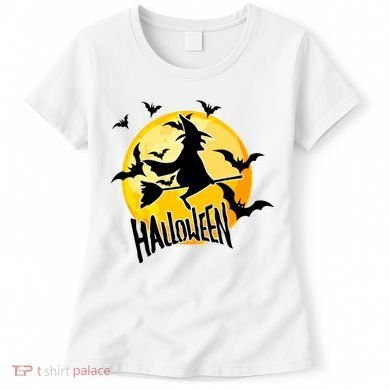 Halloween Spooky Moon Flying Witch Women's T-Shirt