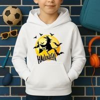 Halloween Spooky Moon Flying Witch Kids Hoodie thumb 2