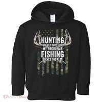 Hunting Solves Most Of My Problems Fishing The Rest Funny Toddler Hoodie thumb 0