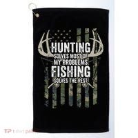 Hunting Solves Most Of My Problems Fishing The Rest Funny Golf Towel thumb 0
