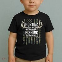 Hunting Solves Most Of My Problems Fishing The Rest Funny Toddler T-Shirt thumb 2