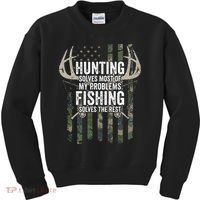 Hunting Solves Most Of My Problems Fishing The Rest Funny Kids Sweatshirt thumb 0