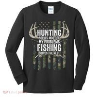 Hunting Solves Most Of My Problems Fishing The Rest Funny Kids Long Sleeve Shirt thumb 0
