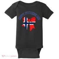 Happy Syttende Mai Coquette Patriotic Bows Retro Norway Baby Bodysuit thumb 0