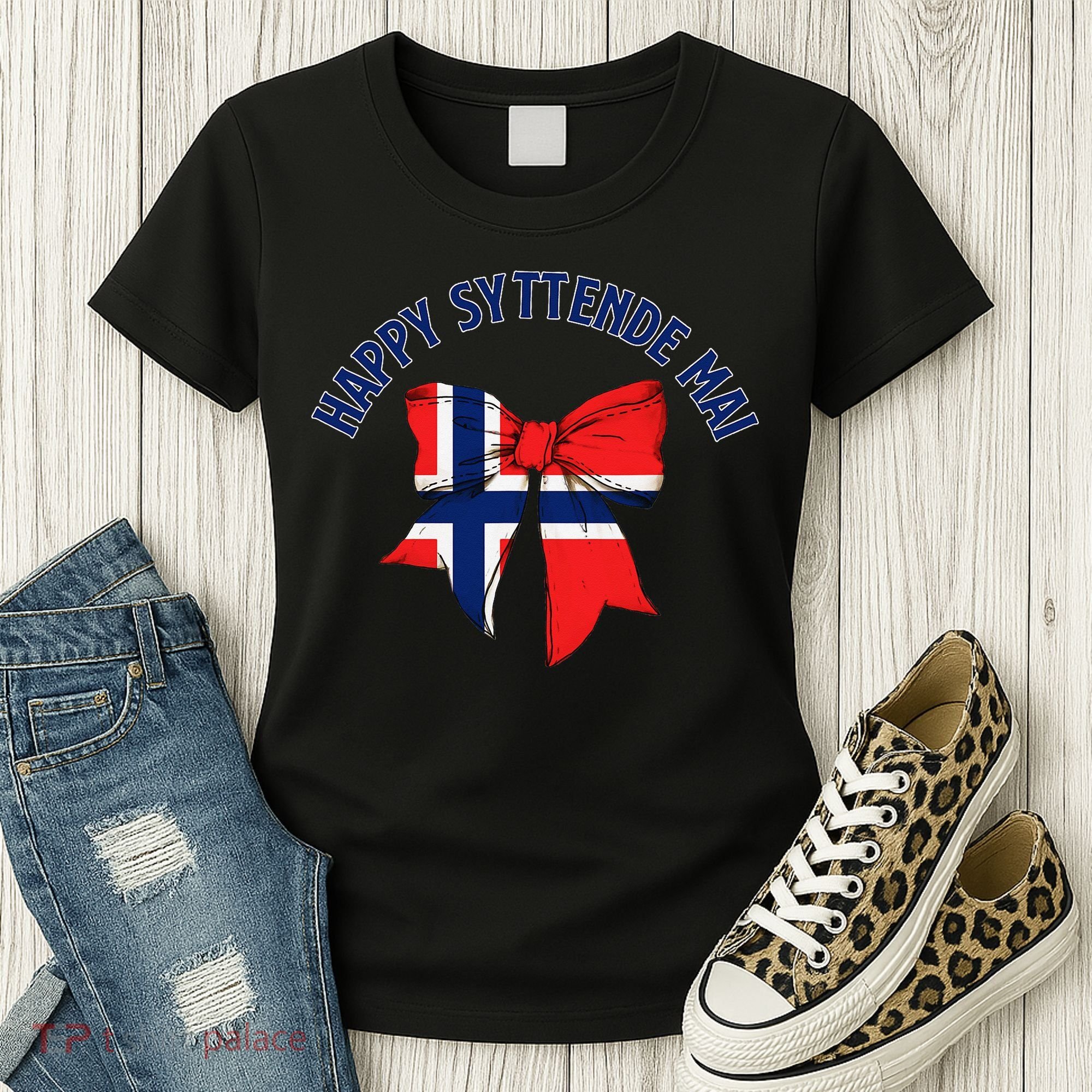 Happy Syttende Mai Coquette Patriotic Bows Retro Norway Women's T-Shirt