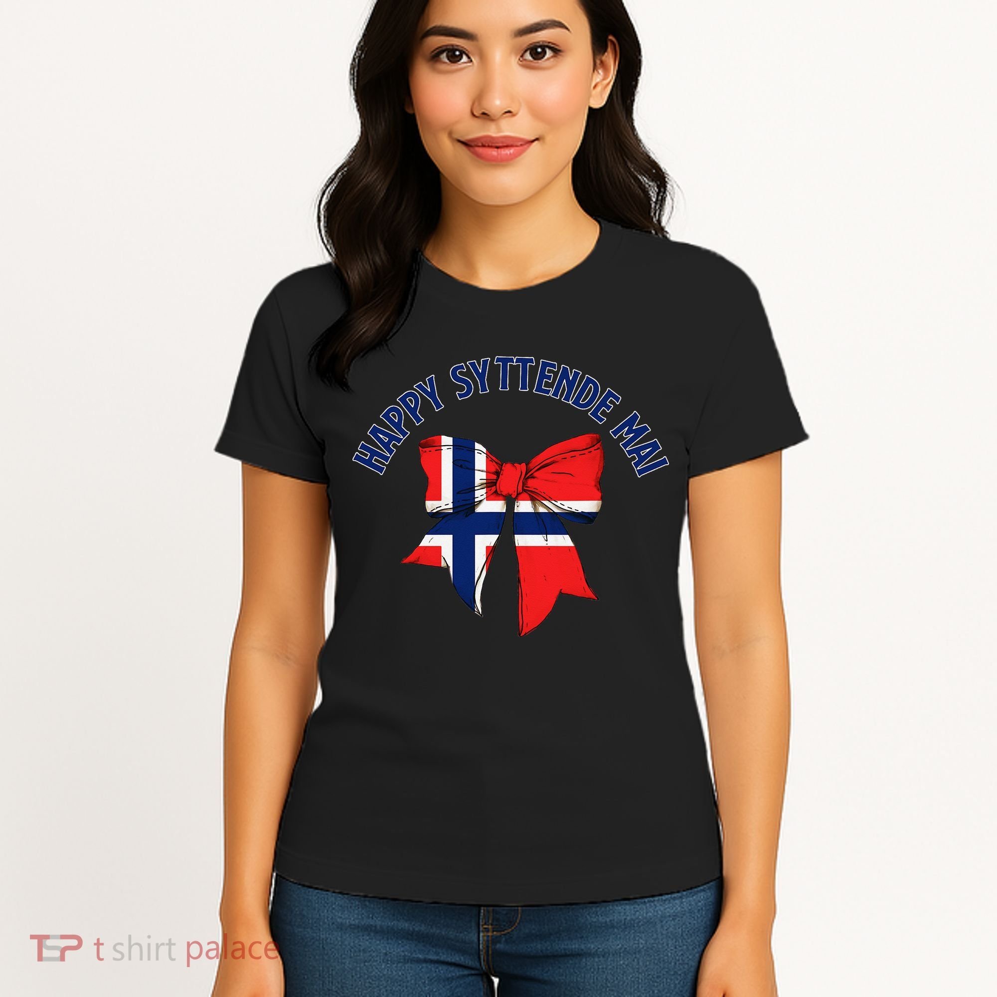 Happy Syttende Mai Coquette Patriotic Bows Retro Norway Women's T-Shirt