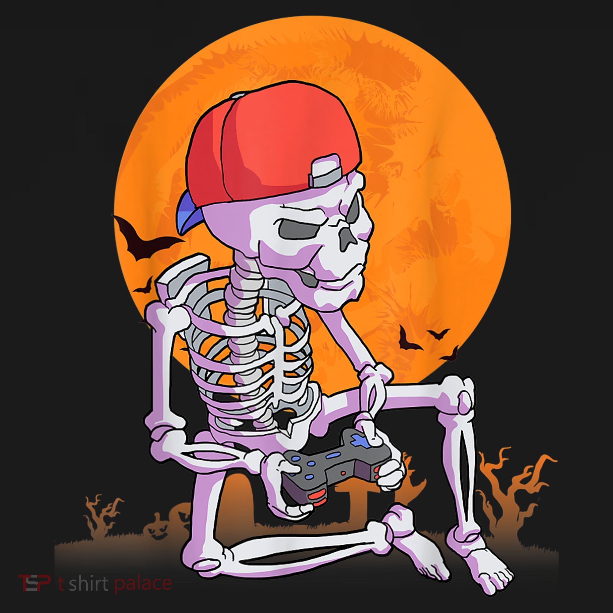 Halloween Shirt Men Boys Gamer Gaming Skeleton Ornament