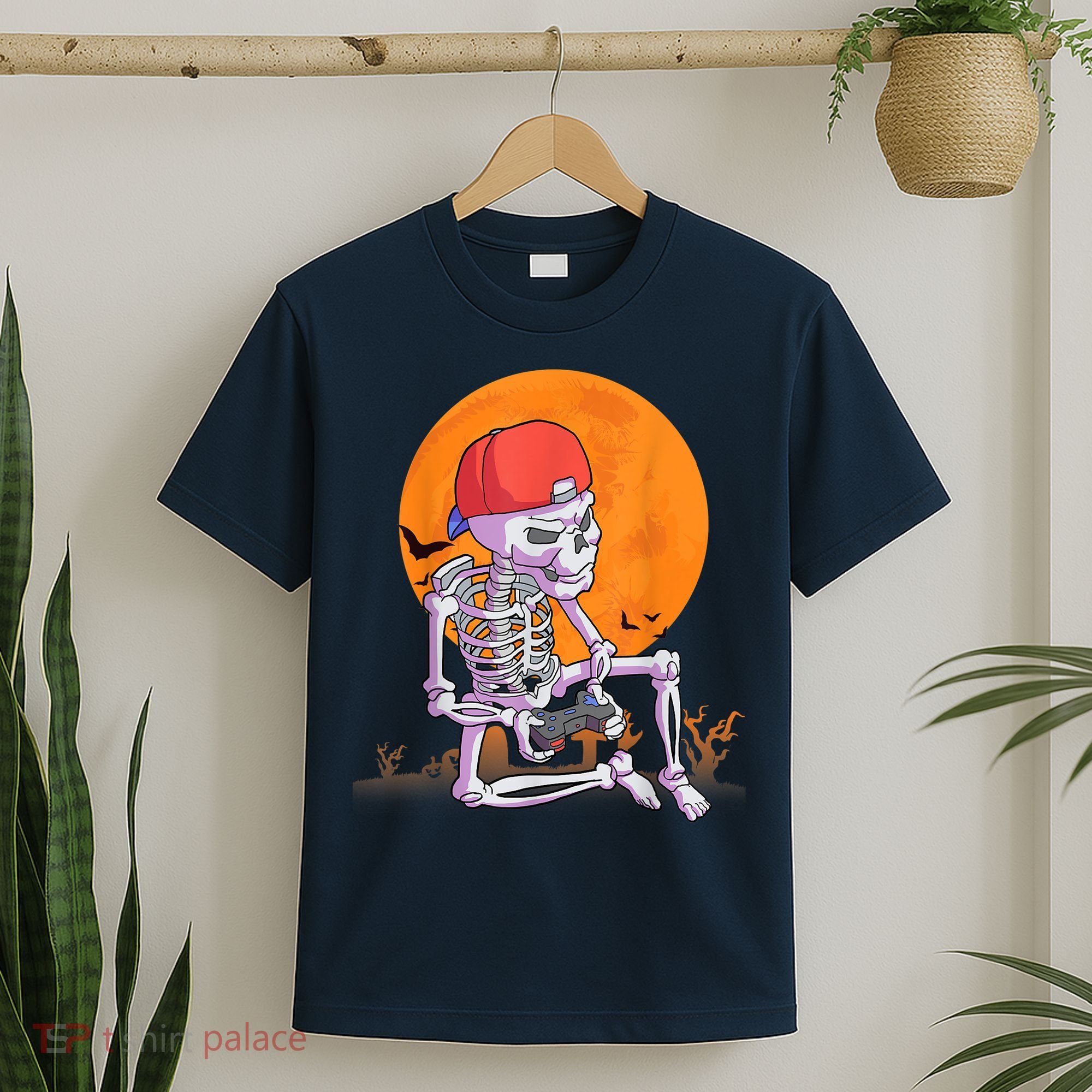 Halloween Shirt Men Boys Gamer Gaming Skeleton T-Shirt