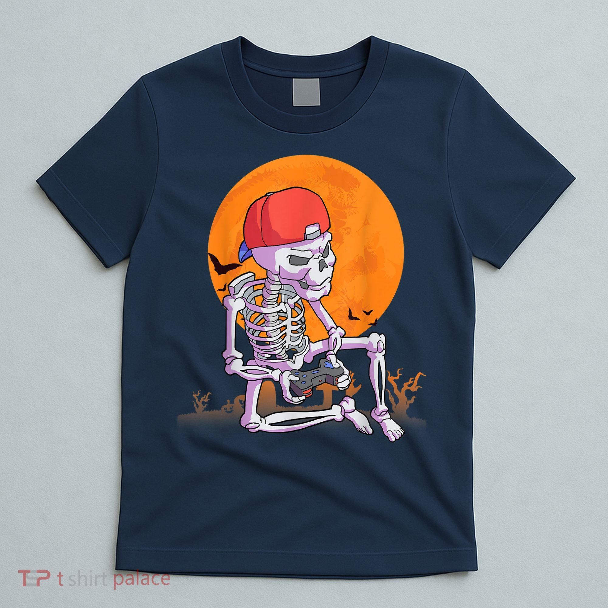Halloween Shirt Men Boys Gamer Gaming Skeleton T-Shirt