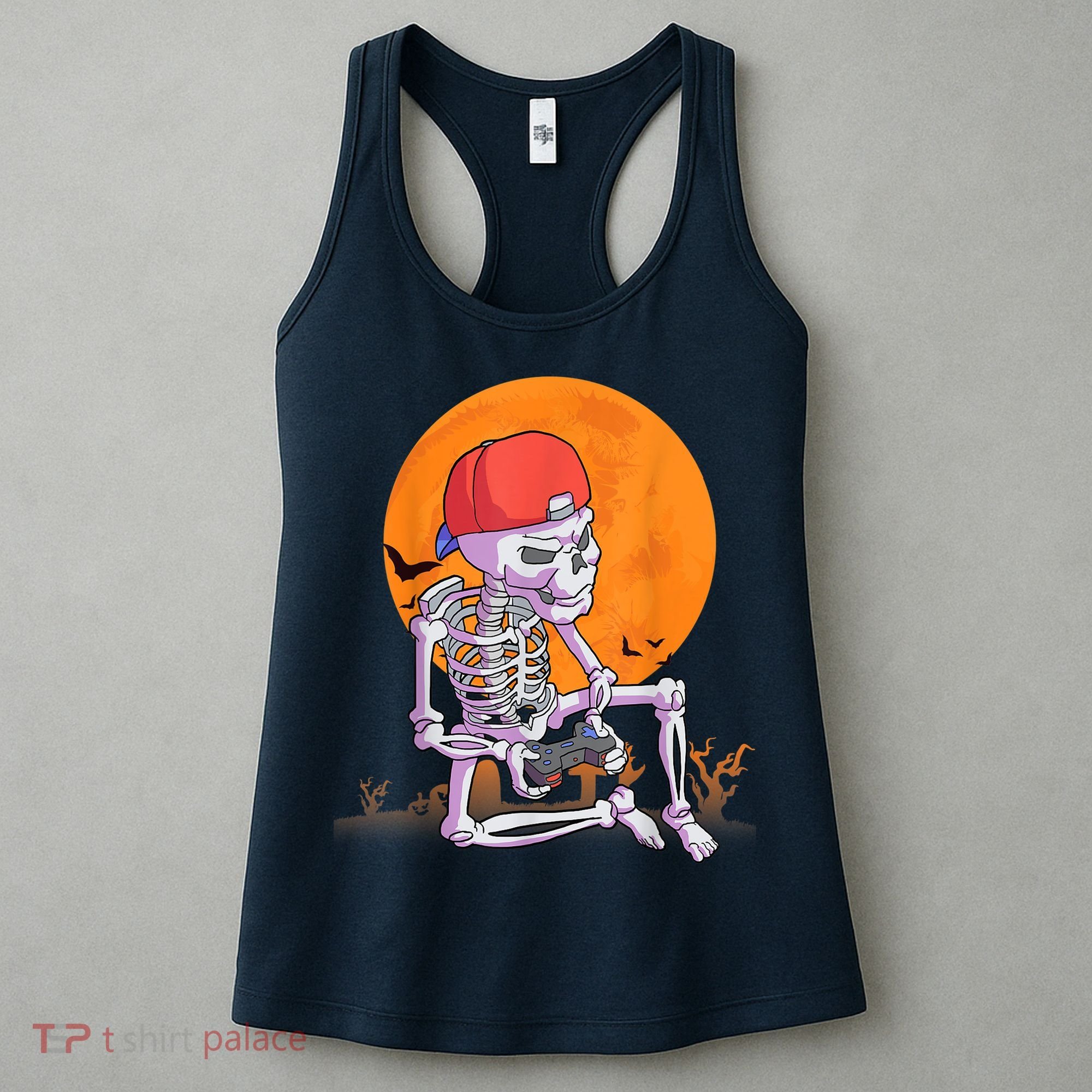 Halloween Shirt Men Boys Gamer Gaming Skeleton Women's Tank Top