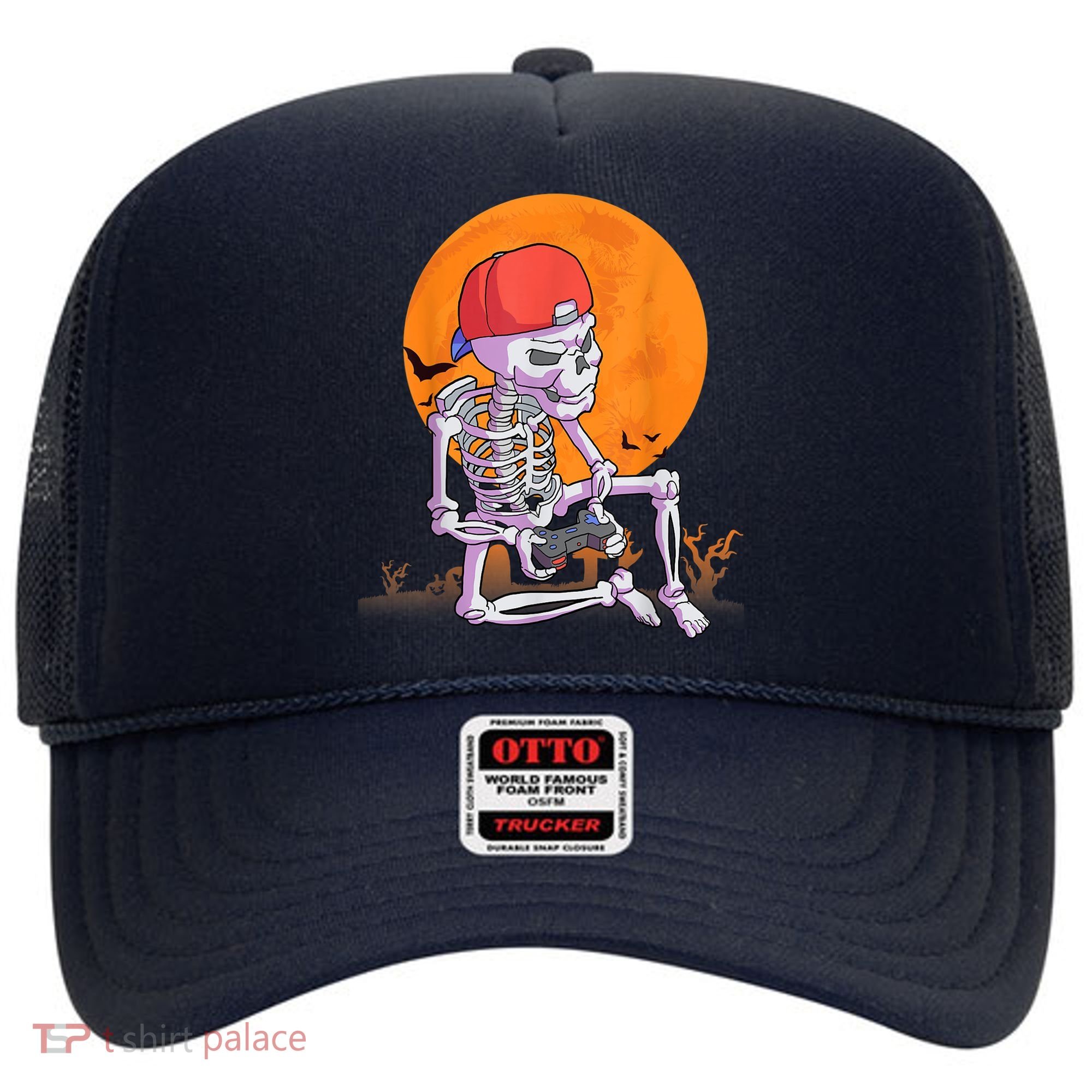 Halloween Shirt Men Boys Gamer Gaming Skeleton Hat