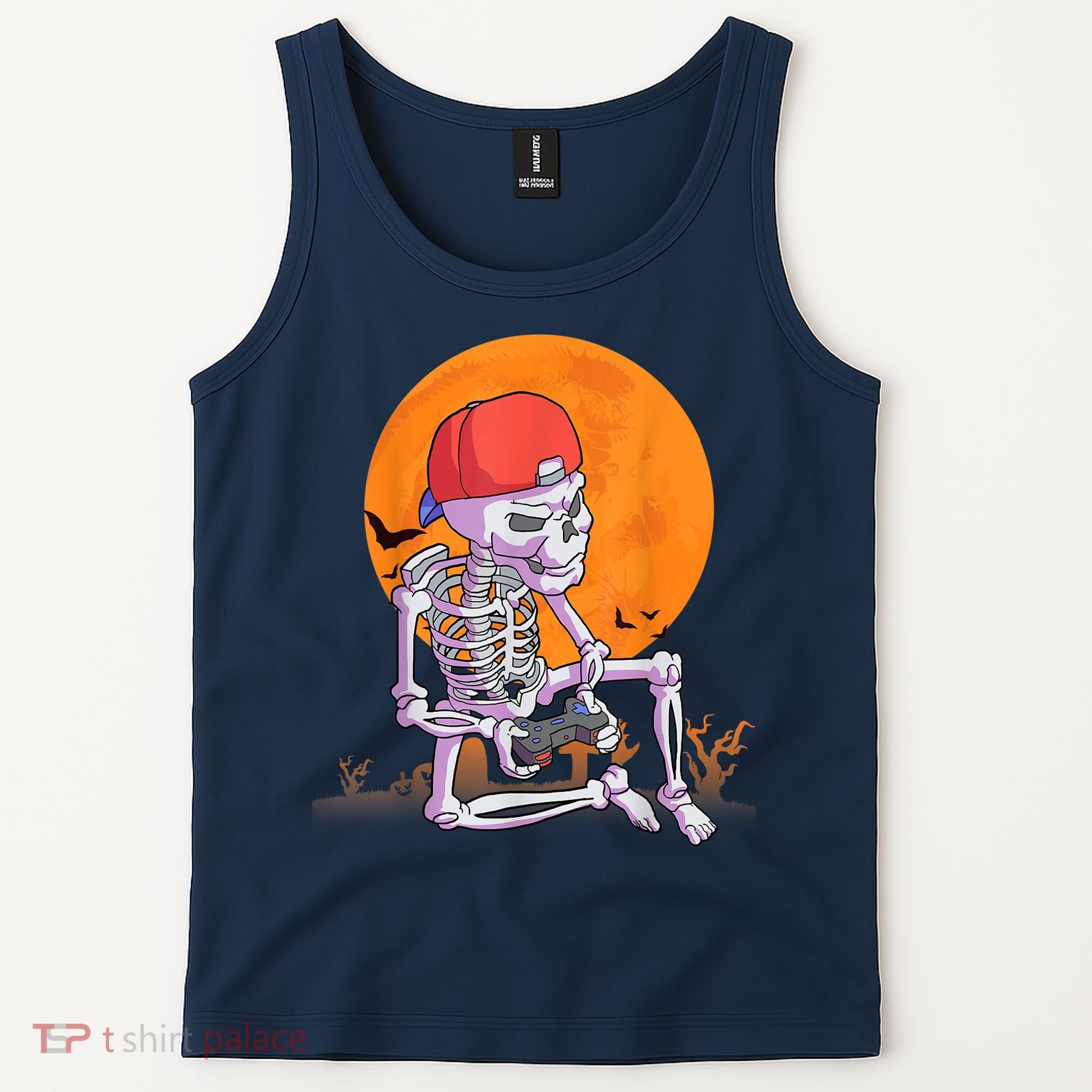 Halloween Shirt Men Boys Gamer Gaming Skeleton Tank Top