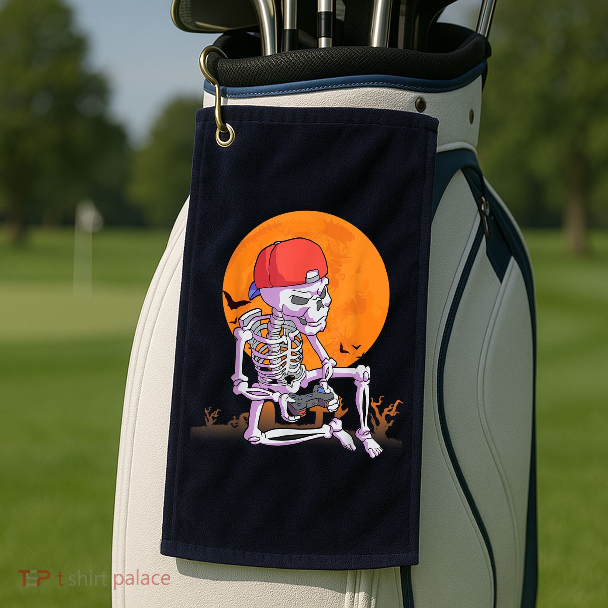 Halloween Shirt Men Boys Gamer Gaming Skeleton Golf Towel