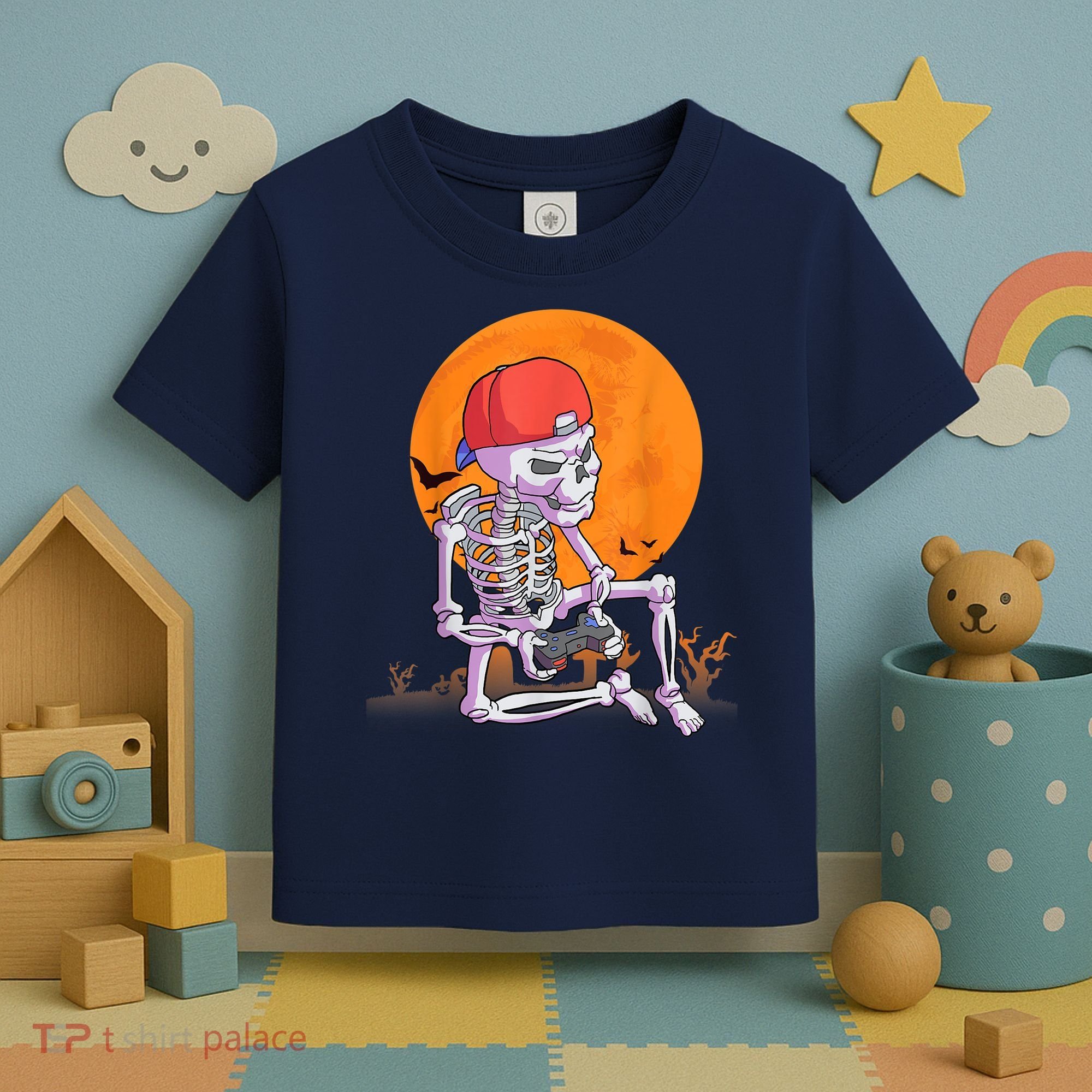 Halloween Shirt Men Boys Gamer Gaming Skeleton Toddler T-Shirt