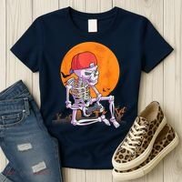 Halloween Shirt Men Boys Gamer Gaming Skeleton Women's T-Shirt thumb 3