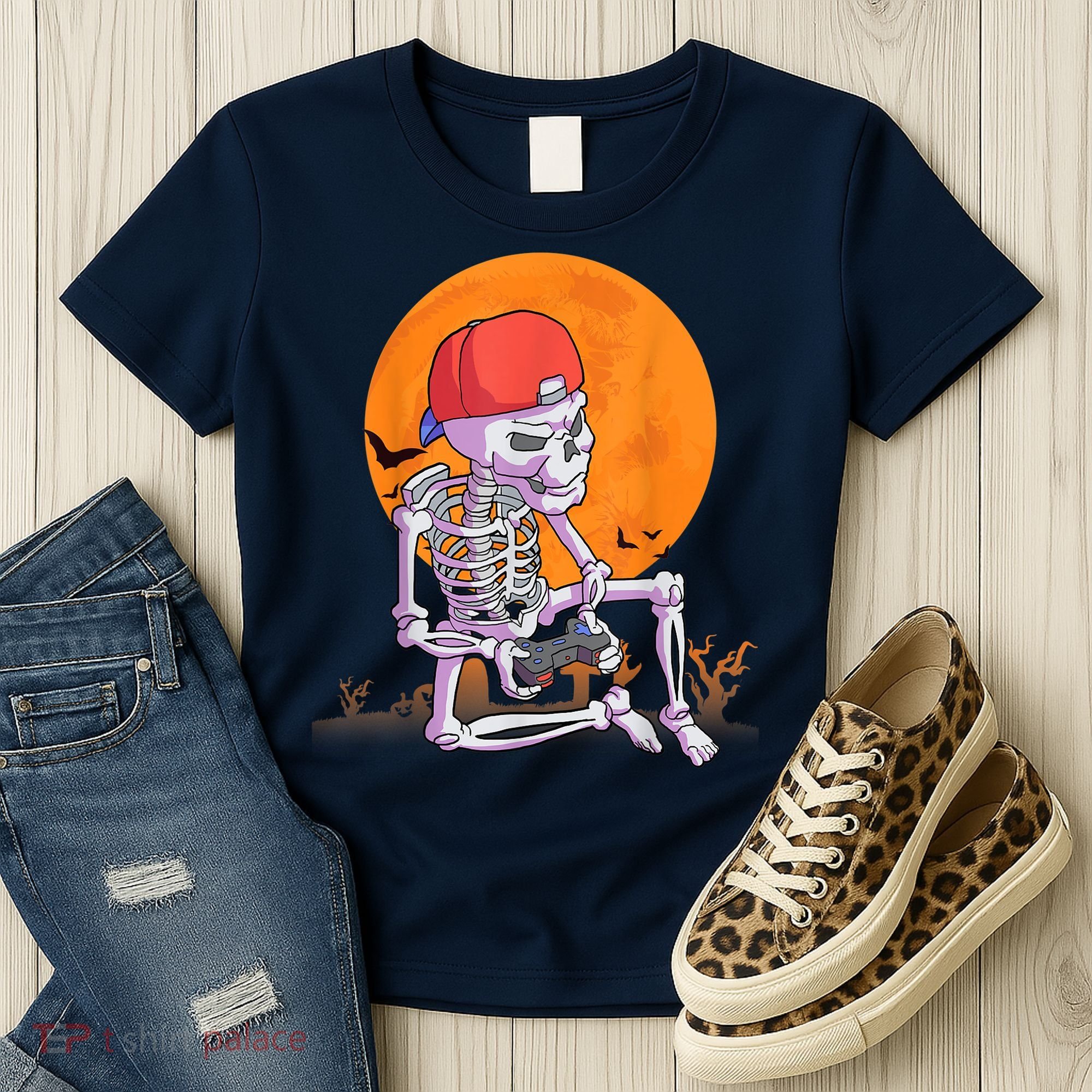 Halloween Shirt Men Boys Gamer Gaming Skeleton Women's T-Shirt