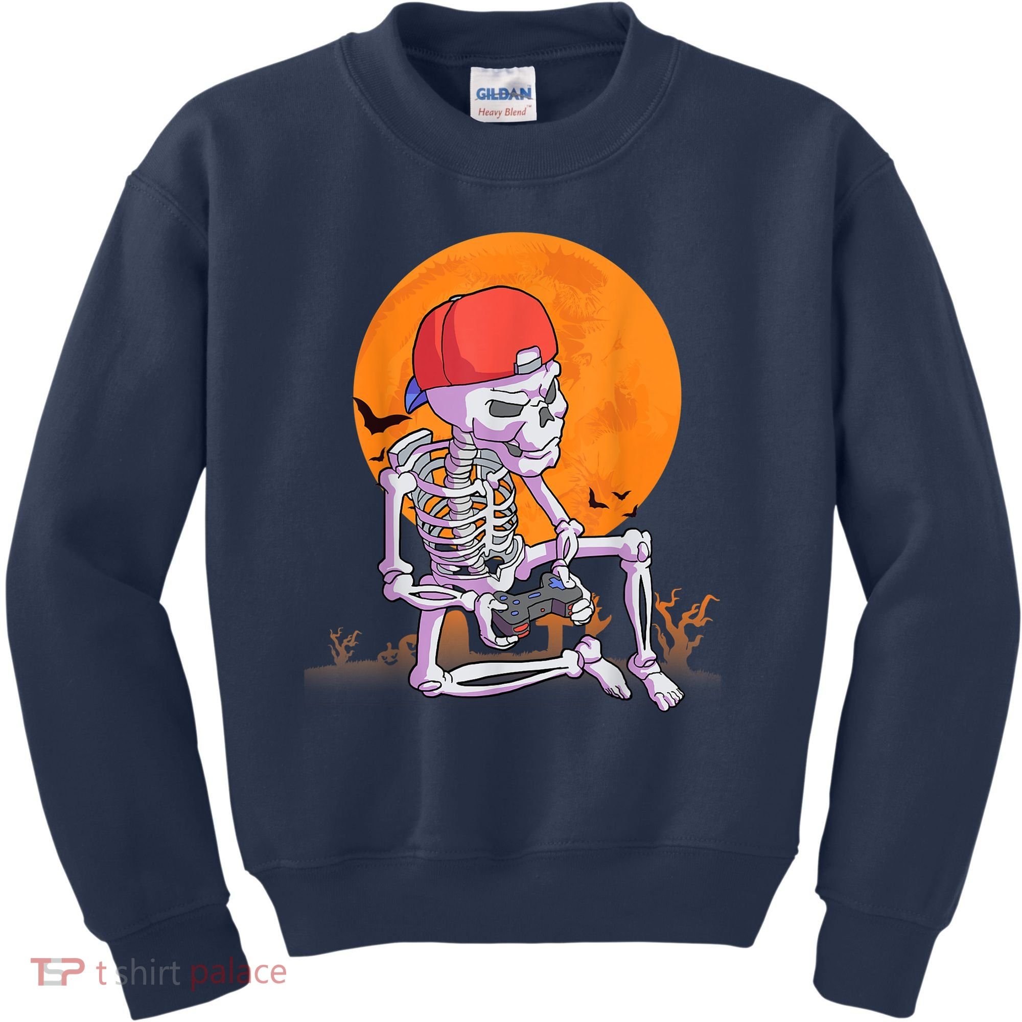 Halloween Shirt Men Boys Gamer Gaming Skeleton Kids Sweatshirt