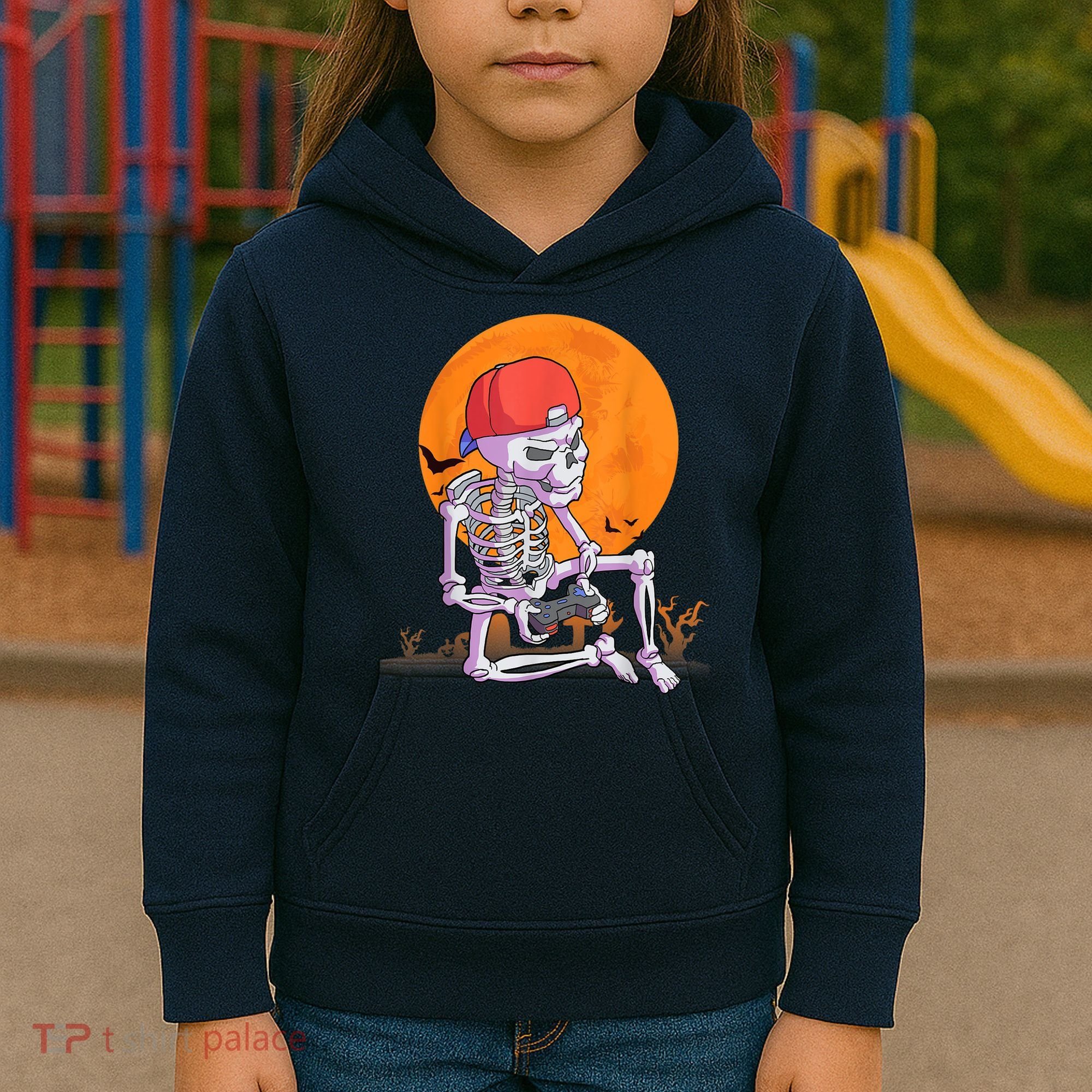 Halloween Shirt Men Boys Gamer Gaming Skeleton Kids Hoodie