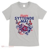 Happy Syttende Mai 17 May Norway Rosemaling Butterflies Flag T-Shirt thumb 0