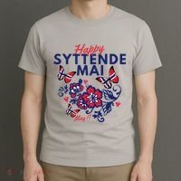Happy Syttende Mai 17 May Norway Rosemaling Butterflies Flag T-Shirt thumb 3