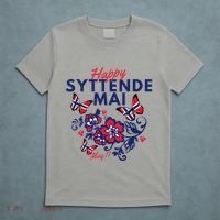 Happy Syttende Mai 17 May Norway Rosemaling Butterflies Flag T-Shirt thumb 5
