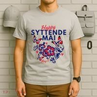 Happy Syttende Mai 17 May Norway Rosemaling Butterflies Flag T-Shirt thumb 6