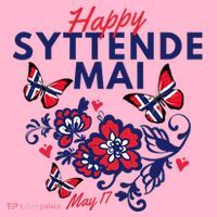 Happy Syttende Mai 17 May Norway Rosemaling Butterflies Flag Coaster thumb 2