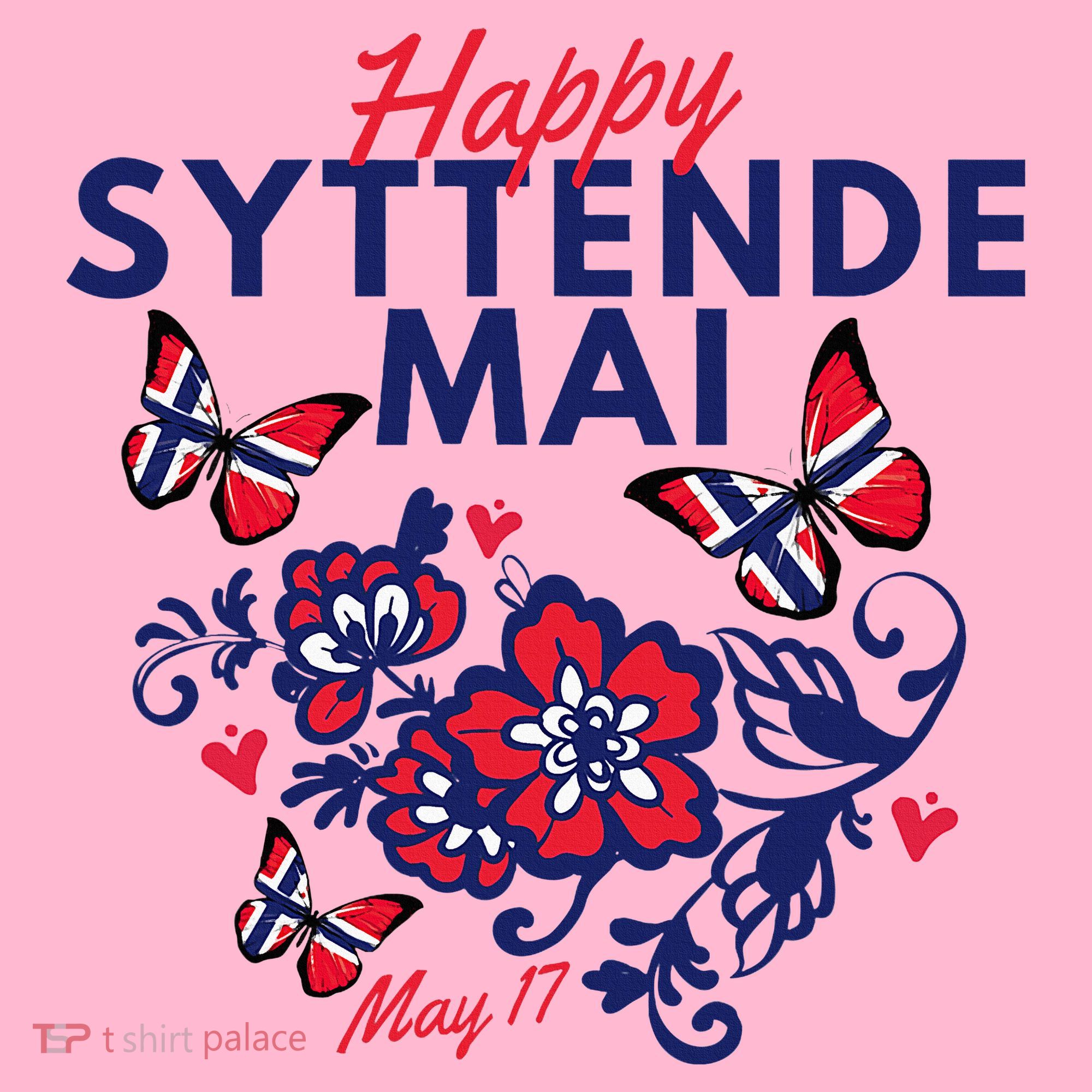 Happy Syttende Mai 17 May Norway Rosemaling Butterflies Flag Coaster